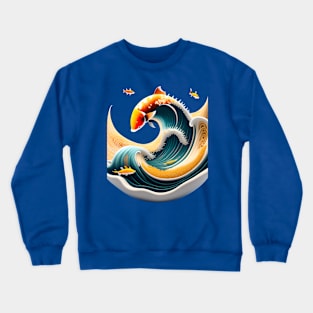 "Aqua Symphony: Over the Waves Fish Tee" Crewneck Sweatshirt